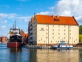 GDANSK, POLAND - AUGUST 25, 2014: SS Soldek ship - polish coal and ore freighter. On Motlawa River at National Maritime