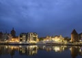 Gdansk Poland 2023 - bank of Motlawa river at night