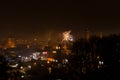 Gdansk celebrate new year with eve fireworks. Royalty Free Stock Photo