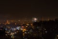 New Year Eve Fireworks Display in old town of Gdansk. Royalty Free Stock Photo