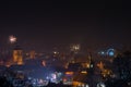 New Year`s Eve Fireworks launched in old town of Gdansk. Royalty Free Stock Photo