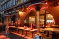 Street cafe by night in Old Town of Gdansk. Poland, Europe Royalty Free Stock Photo