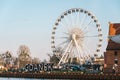 Gdansk, Poland, February. Gdansk giant 3D letters sign with a ferris wheel in the background. Ferris wheel in Gdansk old town.