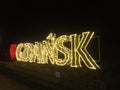 Illuminated inscription `Gdansk` at Christmas time Royalty Free Stock Photo