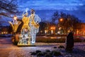 Gdansk, Poland - January 13, 2024: Beautiful winter illuminations in the park of Gdansk Main Town, Poland Royalty Free Stock Photo