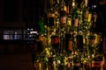 Gdansk, Poland - 24 of january 2020 - christmas tree made with bottles of alcohol