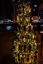 Gdansk, Poland - 24 of january 2020 - christmas tree made with bottles of alcohol