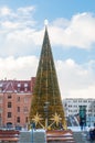 Huge light Christmas Tree in city center of Gdansk