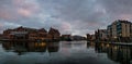 Historical city gates and mechanical crane Zuraw in Gdansk