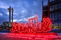 Gdansk, Poland - January 11, 2024: Solidarnosc sign under European Solidarity Centre in Gdansk, Poland. The ECS museum located at