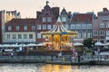 Gdansk, Poland - July 17, 2020: Carousel at the old town in Gdansk over Motlawa river, Poland. Gdansk is the historical capital of