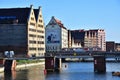 Cityscape with old port at Moltawa river in Gdansk, Poland Royalty Free Stock Photo