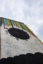 Colorful murals in the Zaspa district on side walls of high and big blocks of flats