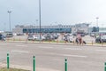 Evacuation of passengers from the Gdansk airport. Gdansk Lech Walesa Airport Polish: Port Lotniczy Gdansk im. Lecha Walesy. Royalty Free Stock Photo