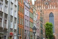 Mariacka street with colorful facades of tenement houses , Gdansk, Poland Royalty Free Stock Photo