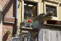 Mariacka street, grotesque gargoyle on front of tenement house, Main city, Gdansk, Poland