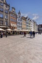 Medieval market square Dlugi Targ with colorful with baroque and menerist tenement houses, Gdansk, Poland