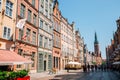 Old town buildings and Town Hall at Dlugi Targ street in Gdansk, Poland