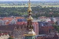 Urban landscape, aerial view of the old city, tower of Town Hall, Gdansk, Poland Royalty Free Stock Photo