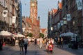 GDANSK, POLAND - JUNE 07, 2014: View of the Town hall of Main City from Dluga Long Lane street. Royalty Free Stock Photo