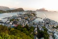 Gdansk, Poland - Juny, 2019: . Alesund is a port and tourist city in Norway. View point on Mount Aksla Royalty Free Stock Photo