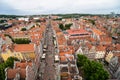 Gdansk, Poland - Juny, 2019. Cityscape aerial view on the old town with saint Marys church on the sunset in Gdansk, Poland Royalty Free Stock Photo