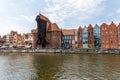 Gdansk, Poland - Juny, 2019. Gdansk old town and famous crane, Polish Zuraw. View from Motlawa river. The city also known as Royalty Free Stock Photo