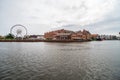 Gdansk, Poland - Juny, 2019. Gdansk the old town and famous crane, Polish Zuraw. View from Motlawa river. The city also known as Royalty Free Stock Photo