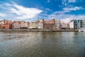 Gdansk, Poland - Juny, 2019. Gdansk the old town and famous crane, Polish Zuraw. View from Motlawa river. The city also known as Royalty Free Stock Photo