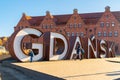 Gdansk, Poland - 11 March, 2022: Gdansk sign in Old Town of Gdansk Royalty Free Stock Photo