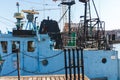 GDANSK, POLAND - May 21, 2018: Details of old damaged white ship