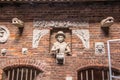 Gdansk, Poland, May 15, 2022: Fragment of the facade of the torture chamber building and the prison tower in Gdansk