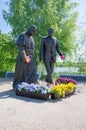 Gdansk, Poland - May 22, 2017: Monument of Pope John Paul II and President Ronald Regan at Ronald Regan Park in Gdansk-Przymorze.