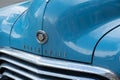 Gdansk Poland May 2022. 1950s Oldsmobile Super 88 Holiday hardtop sedan on street. Old blue vintage classic American car Royalty Free Stock Photo