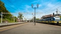 Gdansk Poland May 2022 trains at Gdansk Glowny railway station. Polish intercity train. Travel tourist concept. People