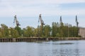 View of harbor cranes. Gdansk, Poland Royalty Free Stock Photo