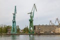 View of harbor cranes. Gdansk, Poland Royalty Free Stock Photo