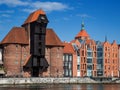 Gdansk / Poland - Medieval polish and german city, view to the river, old town and the old granary.