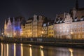Gdansk, Poland, night, historic waterfront houses