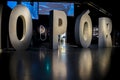 Gdansk Poland - November 19 2017:Large letters opÃÂ³r in the Museum of the Second World War of Poland. Letters denote the word