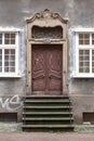 29 November 2020. Gdansk, Poland. Old brown doors Royalty Free Stock Photo