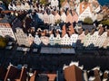 Typical colored buildings in historical touristic centre of the city Gdansk, Poland