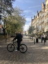 Gdansk, Poland - October 16, 2018: Man cycling in the center of Gdansk Royalty Free Stock Photo