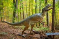 Realistic dinosaur model in forest