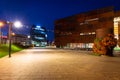 Gdansk, Poland - October 11, 2020: Rusty steel building of European Solidarity Centre in Gdansk at night, Poland. The ECS museum Royalty Free Stock Photo