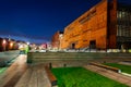 Gdansk, Poland - October 11, 2020: Rusty steel building of European Solidarity Centre in Gdansk at night, Poland. The ECS museum Royalty Free Stock Photo