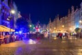 Gdansk, Poland - September 23, 2020: Architecture of the Long Lane in old town of Gdansk at night Royalty Free Stock Photo