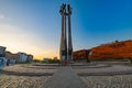 Beautiful and high monument to the Fallen Shipyard Workers 1970 standing in front of European