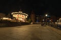 Beautiful night cityscapes of streets and buildings of Gdansk city