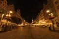 Beautiful night cityscapes of streets and buildings of Gdansk city